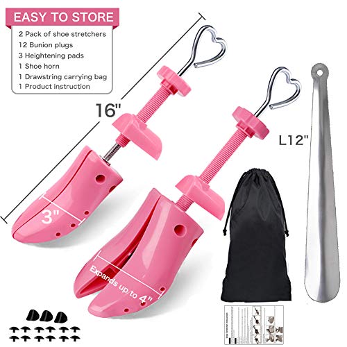 Shoe Stretcher Women, Pair of 4way Adjustable Shoe Widener Expander to