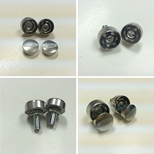 Ford Logo Laser Engraved Steel Metal Screw Cap for License Plate Frame Set of 2 Anti Theft or Removable Style