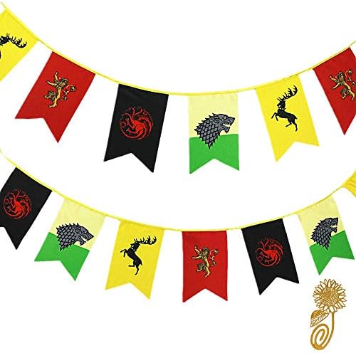 TianLinToy Game Party Throne Style Banner House Sigil Wall Flags (3m) ,Hanging flags for Bar club living room Decoration