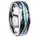 NUNCAD Mens Tungsten Ring Wedding Band 8mm Real Blue/Green Opal and Abalone Shell Tungsten Engagement Ring Comfort Fit Size 7-12