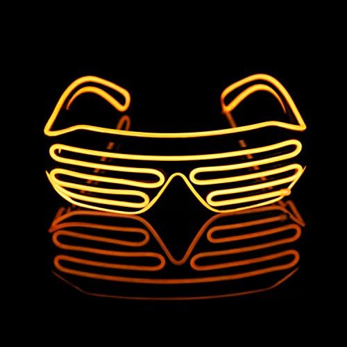 Light Up EL Wire Neon Shutter Glasses Flashing LED Rave Sunglasses for 80s, EDM, Parties Decorations(Purple+Blue,Blue)