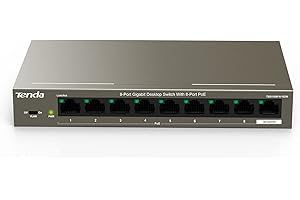 Tenda TEG1109P, 8 Port Gigabit PoE Switch Compatible with IEEE 802.3af/at Devices, Unmanaged PoE Switch with 8 Port PoE+@102W, w/ 1 Uplink Gigabit Port, Metal Design, Limited Lifetime Protection