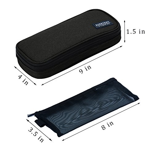 Large Pencil Case Pencil Bag with Zipper Pencil Pouch for boys & girls (black)