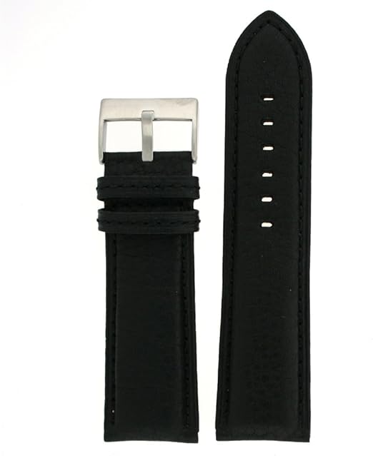Extra Wide Watch Band Genuine Leather Calfskin Black 20