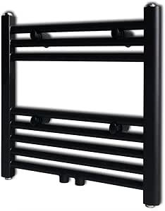 vidaXL Radiador toallero Recto Calefactor Central de baño 480 x 480 mm Negro