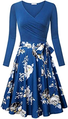 Vintage Sleeveless Dress, Bestoppen Women Cross V- Neck Party Dress Elegant Flared A-Line Dress Evening Party Dress Casual A Line Flower Dresses for Lady