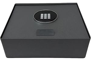 SAGASAFE Digital Hotel Safe Box with Electronic Keypad Lock, Gray, Open Top Design, Backup Key Access, Built-in LED Display