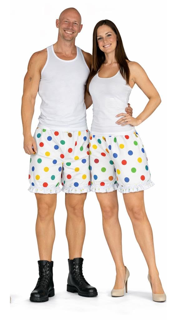 The Dragons Den Adults Multicoloured Polka Dot Pantomime Dame Short Bloomers Fancy Dress Pants [S-M]
