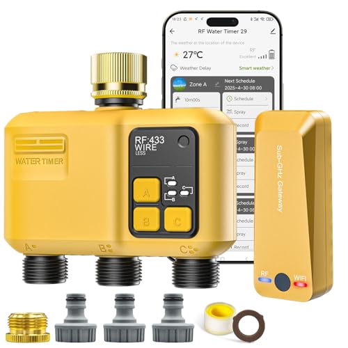 Shrivee Intelligent WiFi Irrigation Computer with 3 Outlets of Zones and 5 Watering Programs with Rain/Automatic Watering, Ideal for Greenhouse and Garden