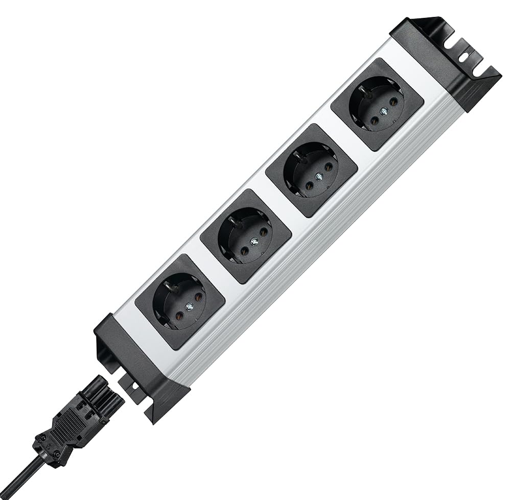 KoppMultiple socket strip without switchPOWERversal socket strip 4-way Wieland Silver, Black
