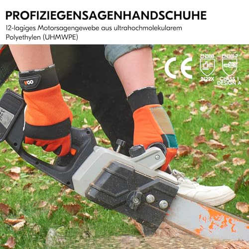 Vgo... 1 Paar EN381-7, Klasse 1, 20m/s, Kettensägenschutzhandschuhe, Schnittschutz, hohe Schnittfestigkeit, Ziegenleder und PVC (GA8912) thumbnail 3