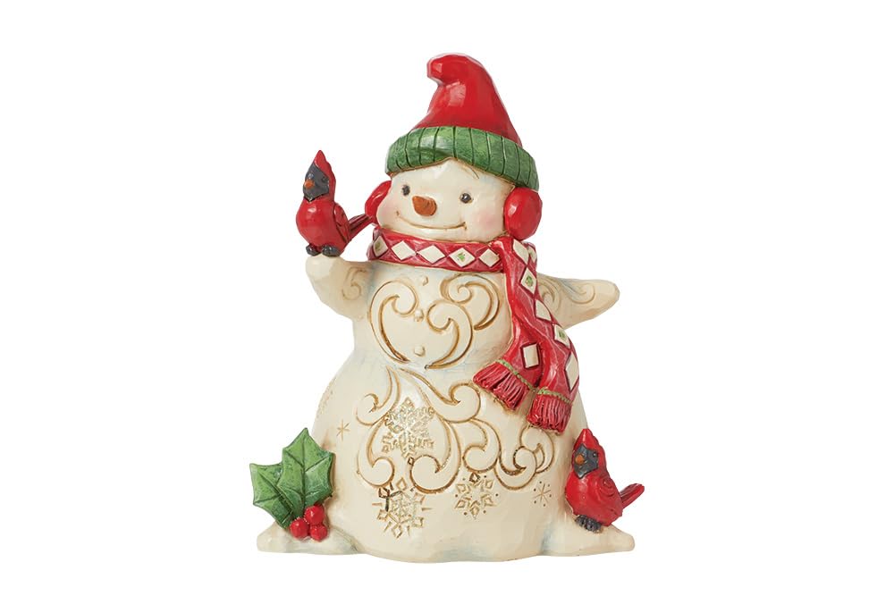 Enesco Heartwood Creek by Jim Shore Snowman With Earmuffs And Cardinal Figurine
