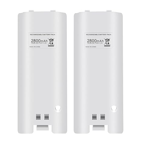 2 x Wiederaufladbar Batteries für Wii, Prous Wii Battery Pack LU08 2800mAh High Capacity Akkus Pack für Nintendo Wii Remote C