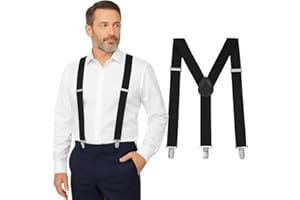 MAN OF MEN Suspenders for Men Heavy Duty - Adjustable 1” Y-Back Men's Suspenders for Dress Pants | Strong Metal Clips, Everyday Wear