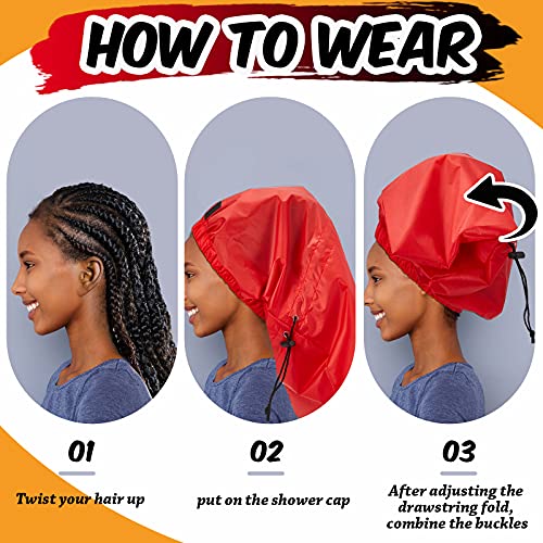 SATINIOR Braid Shower Cap large Jumbo for Adjustable and Foldable with