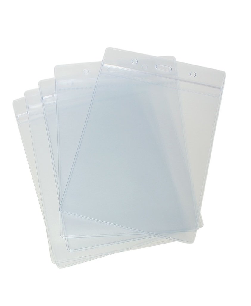 CKB Ltd 10x A6 Vertical Extra Large Portrait Clear ID Badge Card Holders Plastic Pocket Pouches 17.5cm x 11.8cm - Holds A6 Card Size 105 x 148mm
