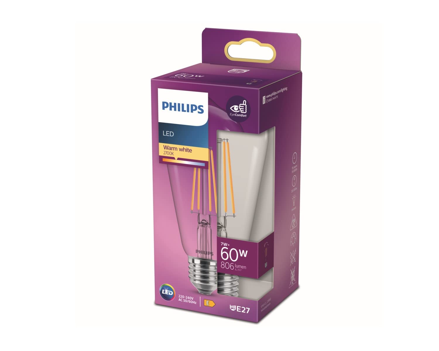 Philips LED Premium Classic ST64 Light Bulb [E27 Edison Screw] 7W - 60W Equivalent, Warm White (2700K)