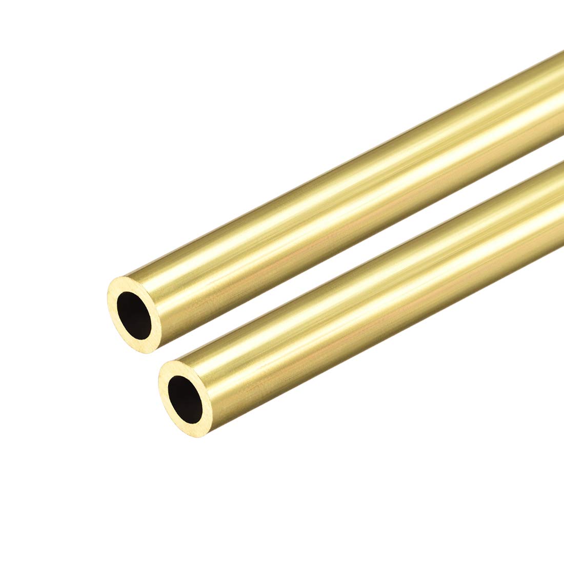 uxcell Brass Round Tube, 300mm Length 9mm OD 1.5mm Wall Thickness, Seamless Straight Pipe Tubing 2 Pcs