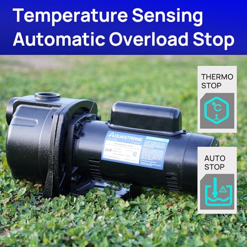 AQUASTRONG 2 HP Shallow Well Jet/Centrifugal Pump, 230V, 5200 GPH, Durable Cast Iron Booster Pump for Lawn Sprinkler, Garden Irrigation