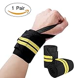 Wrist Wraps[1 Pair] XIXOV Hand Brace Crossfit Wrist Wraps Support Bands for Weightlifting Exercise Martial Arts Tennis Bike Motorcycle, Yellow