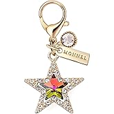 MONNEL MC706 Little Crystal Christmas Star Lobster Clasp 3D Charm for Women with Velvet Bag (Orange Green,1 Piece)
