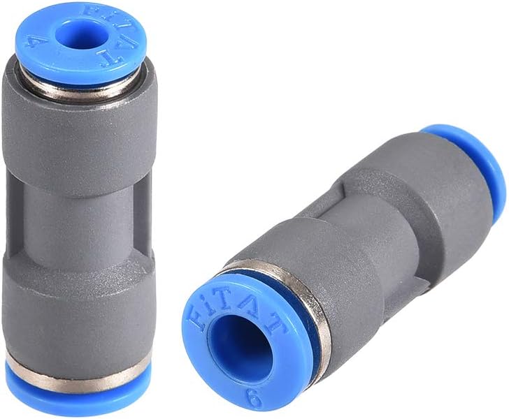 sourcing map Straight Push to Connector Reducer Fitting 6mm to 4mm Quick Release Pneumatic Connector Plastic Union Pipe Tube Fitting Grey 2Pcs