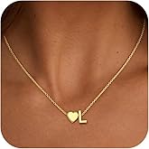 Treasure Bender Valentines Day Gifts for Kids Teen Girls - 18K Gold Plated Heart Initial Pendant Necklaces for Women Girl Birthday Valentines Day Gifts for Her Wife Mom Jewelry
