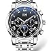 BOS Men's Quartz Analog Wrist Watch Chronograph Stainless Steel Band Black 8006