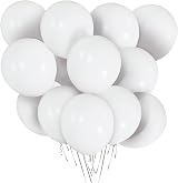 ASIYUHY White Balloons 100 Pack 12 Inch Latex with 2 Ribbon Rolls