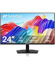 SANSUI Monitor 24 inch 1080p FHD USB Type-C PC Monitor Eye-Care Ultra-Slim 75Hz with Built-in Speakers Headphones HDMI VGA for Home and Office Black 2022 (ES-24F1 Canada Model)