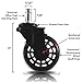 Office Chair Caster Wheels Replacement (All Black, Set of 5) - Heavy Duty & Safe for Protecting Hardwood Floors - Smooth Rollerblade Style Rubber Rollers - Universal for most Computer Desk Chairs