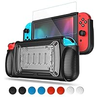 Dockable Case for Nintendo Switch, Rosoz TPU Nintendo Switch Protector Cover Case with a Screen Protector,Holds 7 Games Cartridges - Transparent