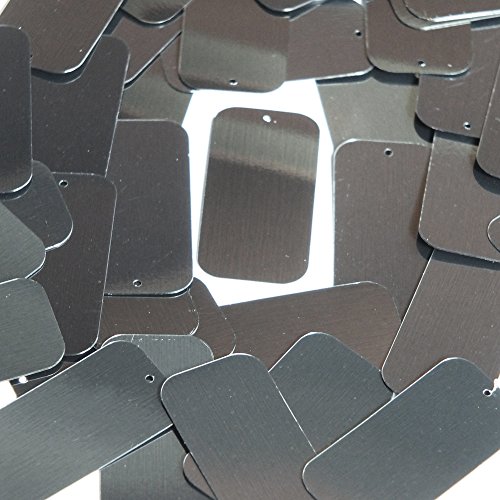 Sequin Long Rectangle 1.5 inch Hematite Shiny Gray Metallic Couture Loose Paillettes. Made in USA.