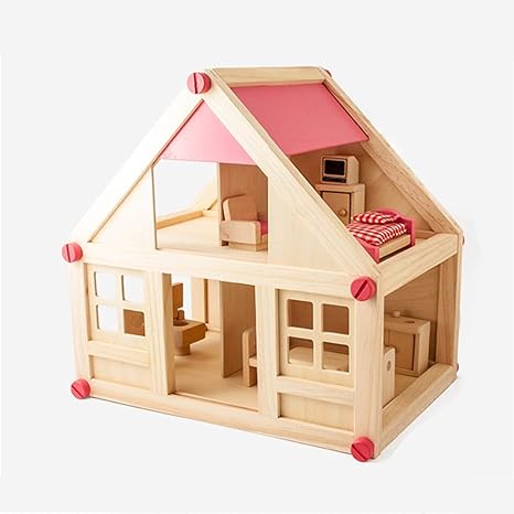 Amazon Co Jp 木のおもちゃ 積み木 子供の木製のおもちゃ シミュレーション子供のキャビン ヴィラモデル 男の子と女の子の誕生日プレゼント プリンセス人形の家 ミニハウス クリスマスプレゼント Color Wood Color Size 34cm 22cm 35cm おもちゃ