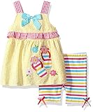 Nannette Baby Girls' 2 Piece Woven Top With Applique and Bike Short Set
