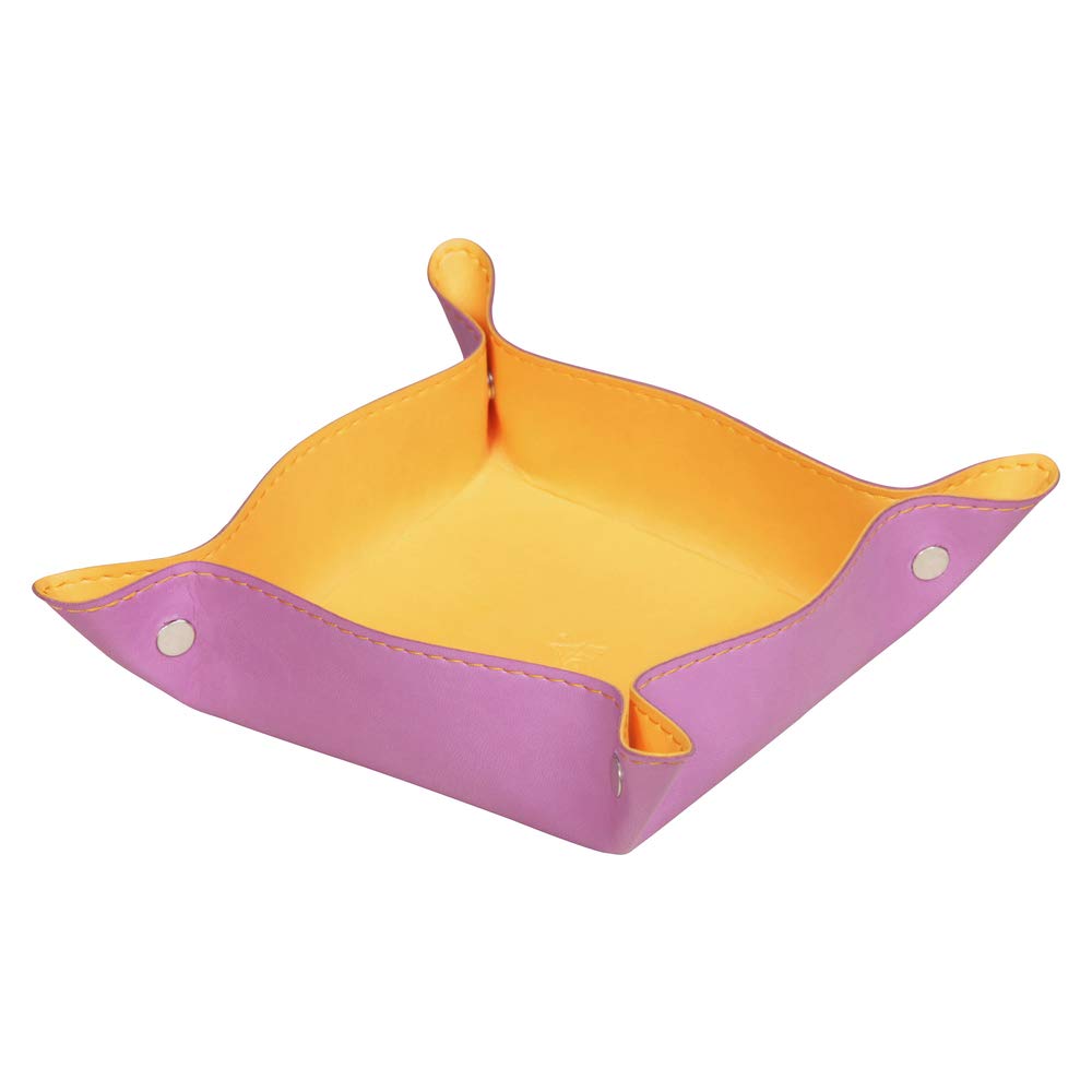RHODIA 318951C - Lilac Reversible Tidy Box - 12x12x4.5 cm - Orange Saddle Stitching, Magnetic Corners - Faux Leather - Rhodiarama Home Office Collection - Office Organization & Designer Storage