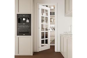 CRUTOP 28''x80'' French Style 10-Lite Clear Glass Interior Slab Shaker, Pre-Assembled Panel for Barn Doors, Pocket Doors; Ideal for Pantry, Bedroom, Closet, Laundry & Bathroom – Primed White Finish