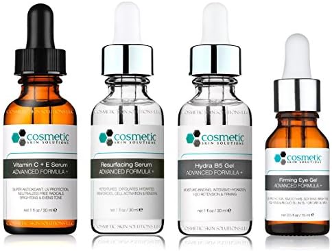 Cosmetic Skin Solutions 4 Anti-Aging Kit Collection - Supreme Serum CE (1 oz) + Supreme Hydra B5 Gel (1 oz) + Resurface (1 oz) + Supreme Eye C5 (0.5 oz) - Prevent/Resurface/Hydrate/Firm Eyes