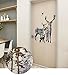 BIBITIME Halloween Forest Silhouette Deer Family Wall Decals Christmas Animal Birds Elk Vinyl Stickers for Living Room Porch Bedroom Nursery Classroom Home Art Mural TV Background PVC Decorations