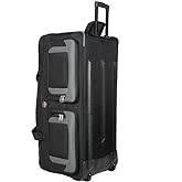 AMARO 36-Inch Rolling Duffle Bag with Wheels and Handle – Extra Large Travel Luggage with Multiple Compartments and Durable Polyester – Black/Grey