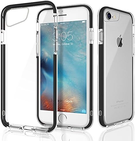 iPhone 7 Case, iPhone 6s/6 Case, Crystal Clear Cover Case , Scratch Resistant Soft TPU and a Solid TPE for Durable Protection, Case for Apple iPhone 7/6s/6, 4.7 Inch(Black)
