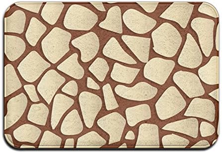 Girrafe Print Brown Background Non-slip Bath Rug Coral Velvet And Memory Foam Doormat