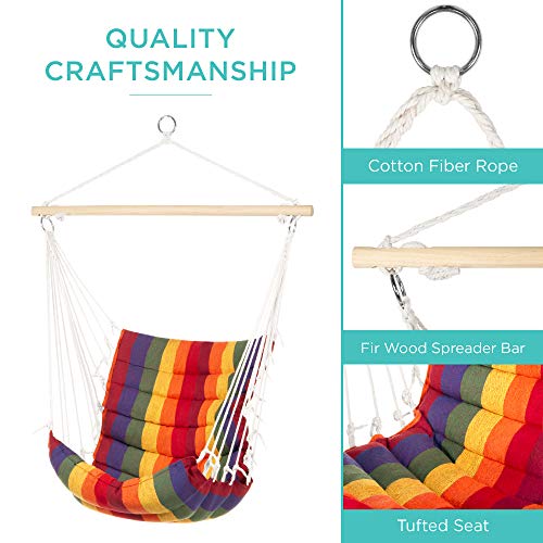 Best Choice Products Indoor Outdoor Padded Hanging Cotton Hammock Chair