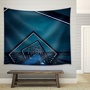 Futuristic Bridge at Night - Fabric Wall Tapestry Home Decor - 51x60 inches