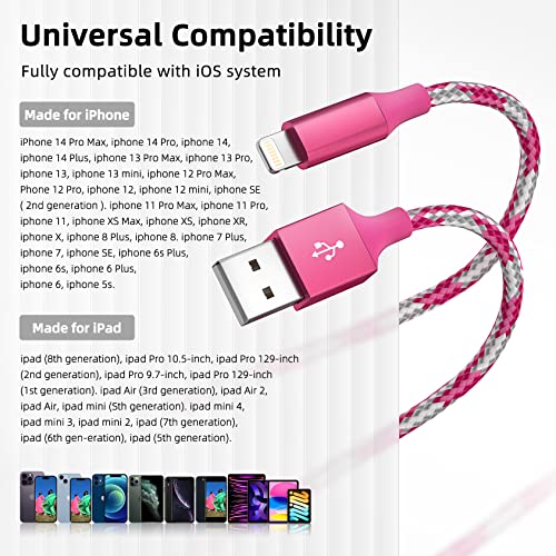 [Apple MFi Certified] iPhone Charger Fast Charging 3 Pack 10 FT Lightning Cable iPhone Charger