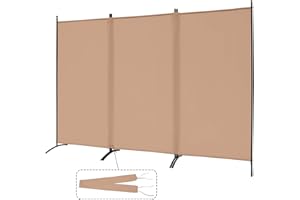 Spurgehom Room Divider, 3 Panel Folding Partition Privacy Screens, Freestanding Fabric Room Panel, Portable Folding Room Divider Wall for Office, Room, Restaurant, 102" W X 71" H (Brown)