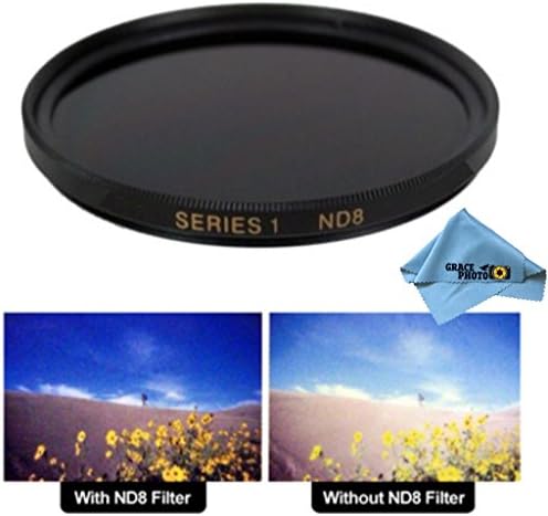 58mm ND8 Multi-Coated Neutral Density Filter for Canon Telephoto EF 85mm f/1.8 USM + Grace Photo Microfiber Cleaning Cloth