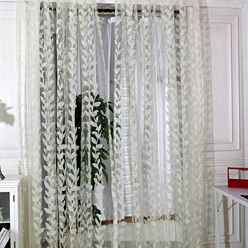 Norbi Willow Voile Tulle Room Window Curtain Sheer Voile Panel Drapes Curtain 39.4'' x 78.8" L (Beige)