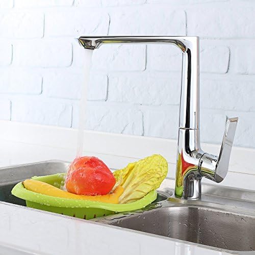 TAPCET Kitchen Faucet, 360 Degree Swivel Hot &amp; Cold Mixer Stainless Steel Single Handle Kitchen Sink Faucets (Chrome Finish + 360°Rotatable) (Right angle)