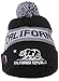American Cities Unisex California Republic Bear Cuff Pom Pom Beanie Knit Hat Cap - Black White